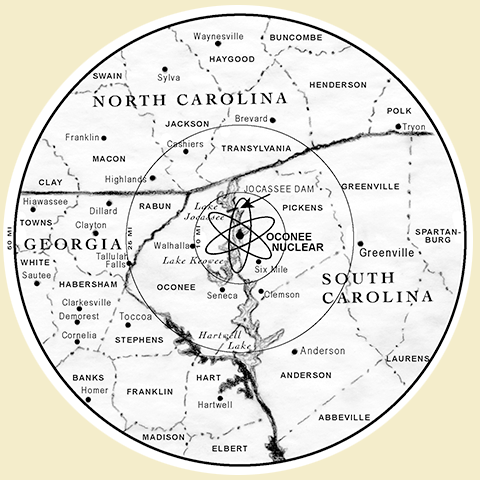 Oconee Nuclear 50-mile emergency planning zone map